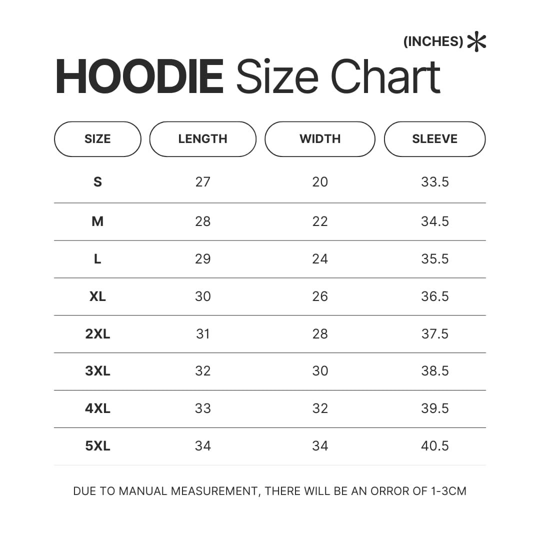 Hoodie Size Chart - Guild Wars 2 Merch