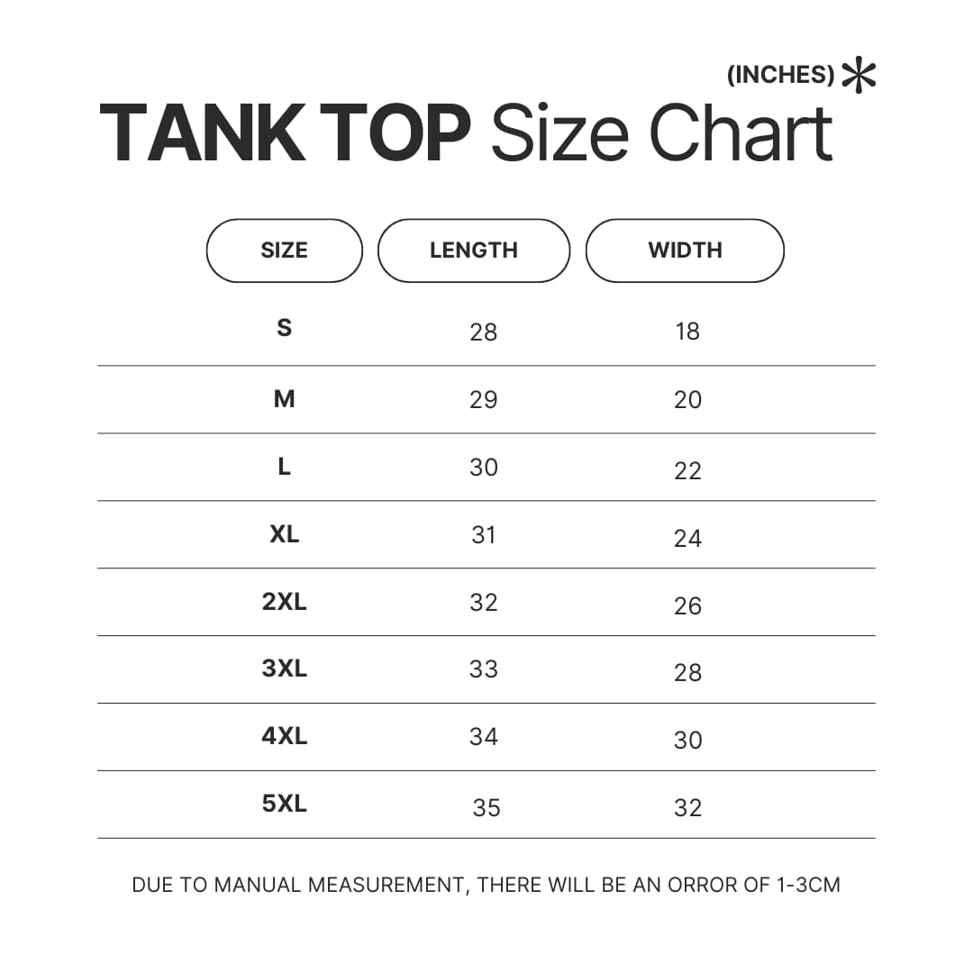 Tank Top Size Chart - Guild Wars 2 Merch