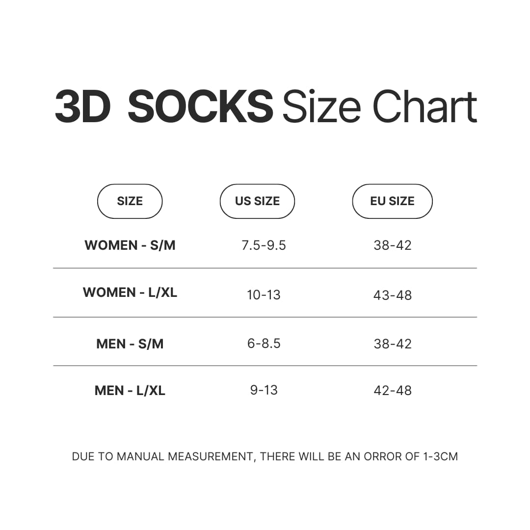 3D Socks Size Chart - Guild Wars 2 Merch